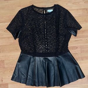 Black lace and leather top, size large